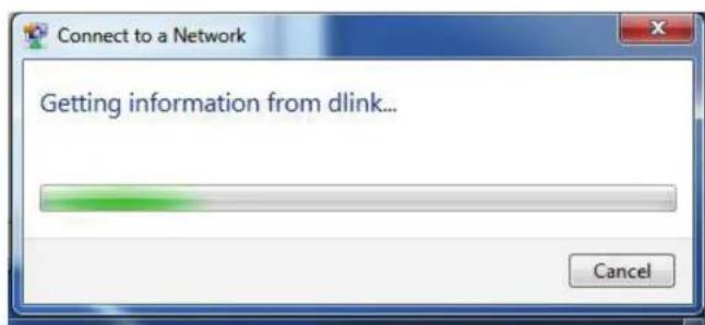 Connect to a Network Getting information from dlink... Cancel