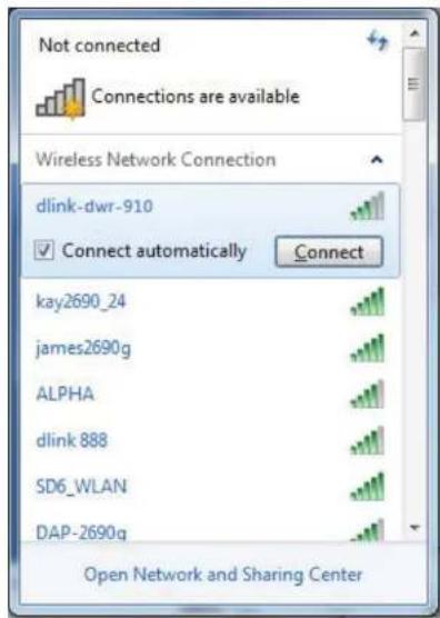 Not connected Connections are available Wireless Network Connection dlink-dwr-910 Connect automatically Connect kay2690_24 james2690g ALPHA dlink 888 SD6_WLAN DAP-2690q Open Network and Sharing Center