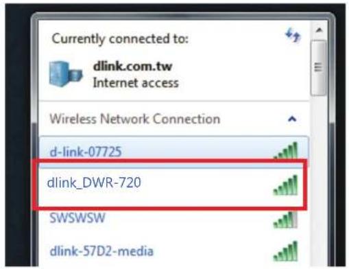 Currently connected to: dlink.com.tw Internet access Wireless Network Connection d-link-07725 dlink_DWR-720 SWSWSW dlink-57D2-media