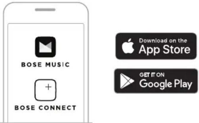 BOSE MUSIC + BOSE CONNECT Download on the App Store GET IT ON Google Play