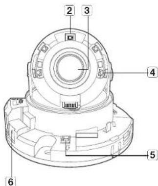 Technical diagram of a mechanical component with numbered parts labeled 2 through 6