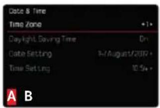 Date & Time Time Zone +1> Daylight Saving Time On Date Setting 14/August/2007+ Time Setting 10.5+ - A B