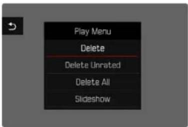 Play Menu Delete Delete Unrated Delete All Slideshow