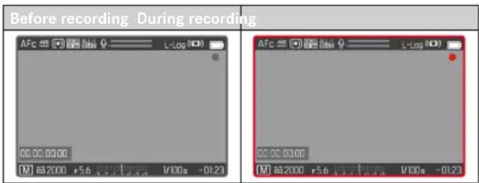Before recording During recording AFc 00:00:00:00 M @2000 r5.6 1/10s -0123 AFc 00:00:00:00 M @2000 r5.6 1/10s -0123
