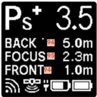 Ps+ 3.5 BACK 94 5.0m FOCUS 95 2.3m FRONT 94 1.0m