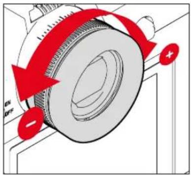 Diagram illustrating mechanical motion with red arrows indicating rotational direction and labeled points like 'On' and '+'