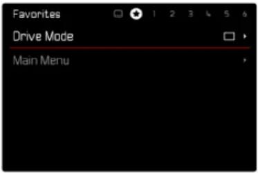 Favorites Drive Mode Main Menu