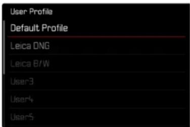 User Profile Default Profile Leica DNG Leica B/W User3 User4 User5