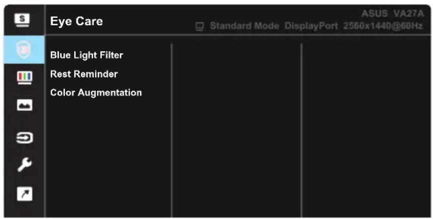 S Eye Care ASUS VA27A Standard Mode DisplayPort 2560x1440@60Hz Blue Light Filter Rest Reminder Color Augmentation