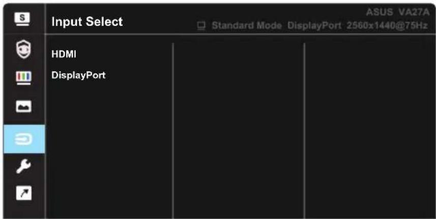 Input Select HDMI DisplayPort ASUS VA27A Standard Mode DisplayPort 2560x1440@75Hz