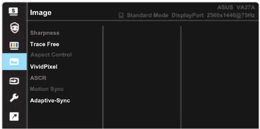 ASUS VA27A Standard Mode DisplayPort 2560x1440@75Hz Image Sharpness Trace Free Aspect Control VividPixel ASCR Motion Sync Adaptive-Sync