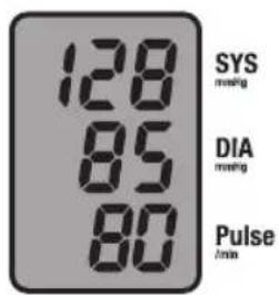128 85 80 SYS mmHg DIA mmHg Pulse /min