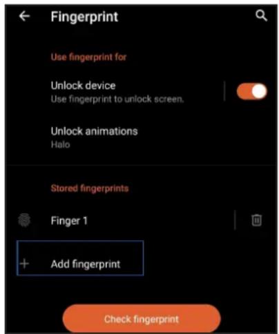 ASUS ROG Phone 3 - Oprettelse af dit fingeraftryk via Settings (Indstillinger) - 3