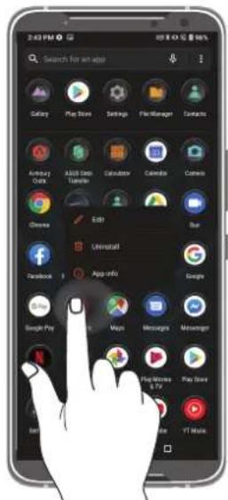 ASUS ROG Phone 3 - Sådan åbner du apps og vælger menupunkter - 2