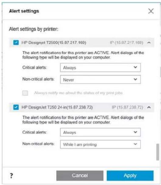 HP DesignJet T630 - Aktivere og deaktivere beskeder - 1