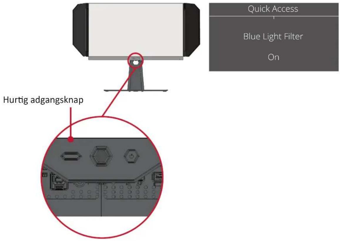 Hurtig adgangsknap Quick Access Blue Light Filter On