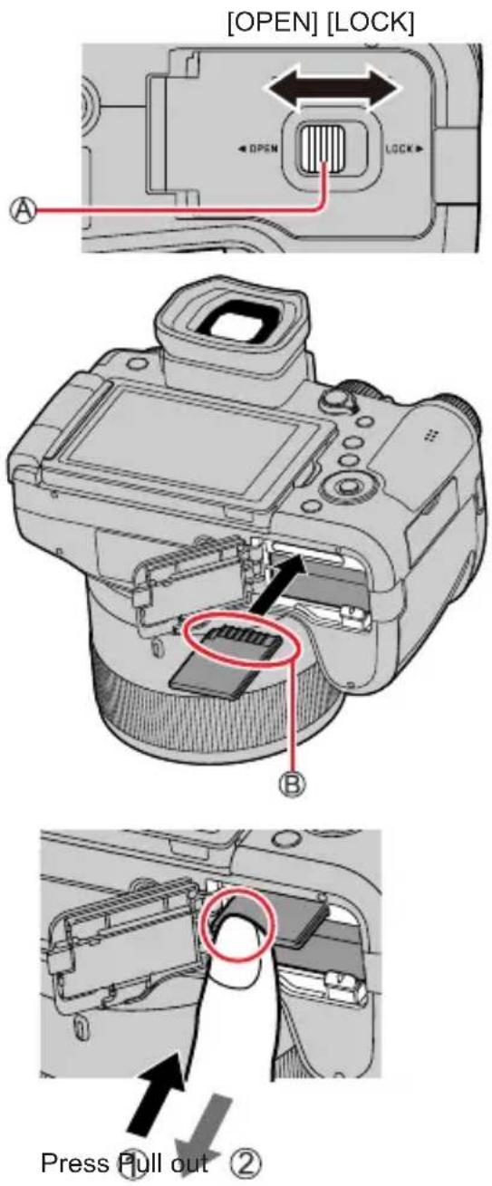 LEICA V-LUX 5 - Close the card/battery compartment and slide the release lever to the [LOCK] position - 1