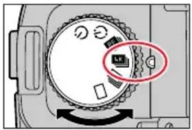 Diagram showing a device dial with a highlighted circular component and directional arrows, likely indicating rotation or movement.