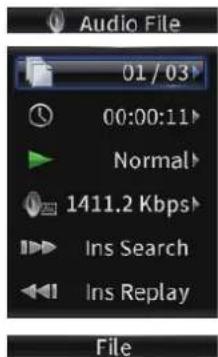Audio File 01/03 00:00:11 Normal 1411.2 Kbps Ins Search Ins Replay File