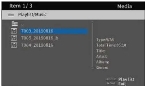 Item 1/3 Media Playlist/Music T003_20190816 T005_20190816_b T004_20190816 Type: WAV Total Time: 05:10 Title: Artist: Album: Genre: POPPL Play list HOME Exit