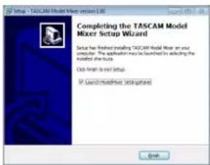 SIF Setup / TASCAM Model Mixer version 58 Completing the TASCAM Model Mixer setup Wizard Setup has finished installing TASCAM Model Mixer setup computer. The optional model can be launched by selecting the selected tool kit. OK Finish to set Setup SIF Setup/Alternative Setup/All OK