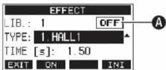 EFFECT LIB.: 1 OFF TYPE: 1.HALL1 TIME [s]: 1.50 EXIT ON INI