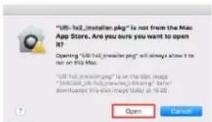 "USB-fall installation.png" is not from the Mac App Store. Are you sure you want to open IT? Opening "USB-fall installation.png" will always allow it to not on this Mac. "USB-fall installation.png" is in the disk image "Microsoft Fiji Web Programming Library" but can download this disk image today at 10:25. Open Cancel!