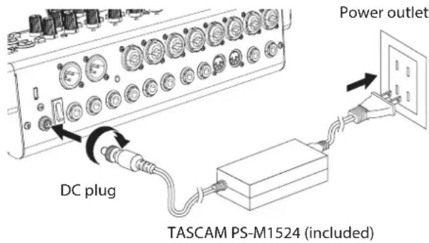 Power outlet DC plug TASCAM PS-M1524 (included)