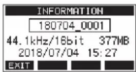 TASCAM Model 12 - Affichage des informations de morceau - 1
