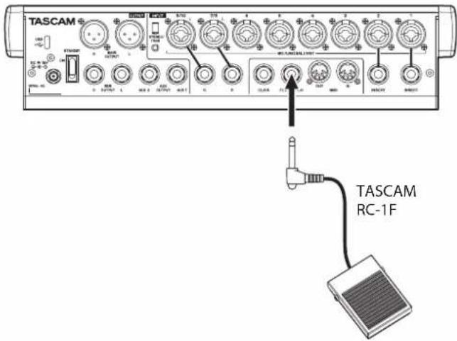 TASCAM Model 12 - Emploi d'une pédale pour le réenregistrement partiel (punch in/out) - 2
