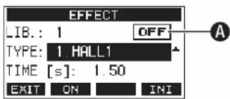 EFFECT LIB.: 1 OFF TYPE: 1.HALL1 TIME [s]: 1.50 EXIT ON INI