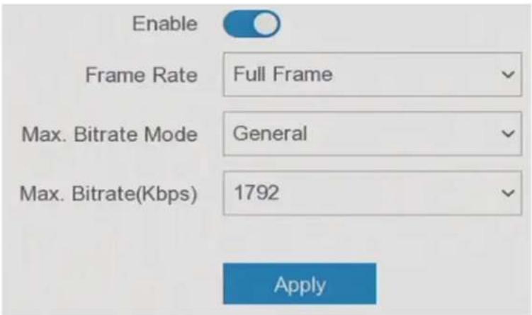 Enable Frame Rate Full Frame Max. Bitrate Mode General Max. Bitrate(Kbps) 1792 Apply