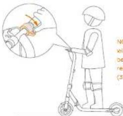Diagram showing a person using a scooter with an inset close-up of the engine component, accompanied by partial Chinese text.