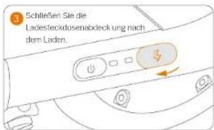 3 Schließen Sie die Ladesterckdusenaabdeckung nach dem Laden.