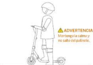ADVERTENCIA Mantenga la calma y no salte del patinete.