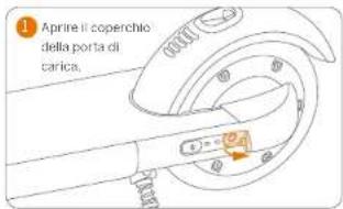 1 Aprire il coperchio della porta di carica.
