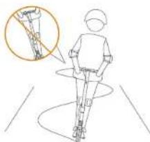 Diagram showing a person using a bicycle with an inset close-up highlighting the wheel rim detail.