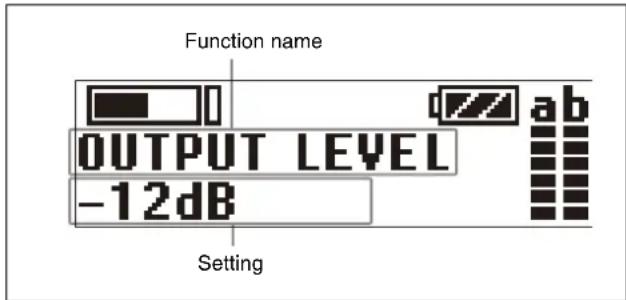 Function name OUTPUT LEVEL -12dB Setting