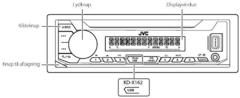 Lyrknap Displayvindue Kildeknap JVC Knap til aftagning KD-X162 USB