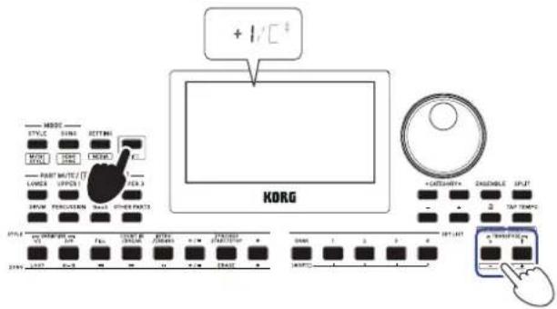 KORG XE20 - ■ Changing the octave for the entire keyboard part - 1