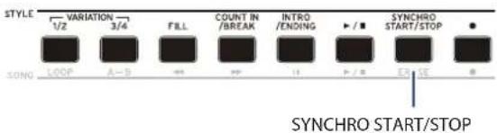STYLE VARIATION 1/2 3/4 FILL COUNT IN /BREAK INTRO /ENDING ▶ / ■ SYNCHRO START/STOP SONO LOOP A-B 0 11 P / B E R S E 0 SYNCHRO START/STOP