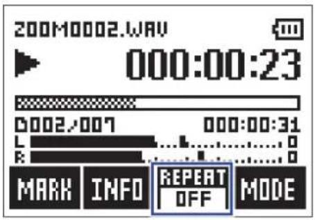200M0002.WAV 000:00:23 0002/007 000:00:31 L E MARK INFO REPEAT OFF MODE