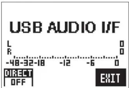 USB AUDIO I/F L R 0 0 -48-32-18 -12 -6 0 DIRECT OFF EXIT