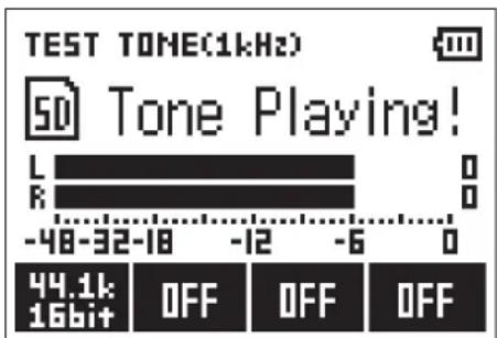 TEST TONE(1kHz) 50 Tone Playing! L R -48-32-18 -12 -6 0 44.1k 16bit OFF OFF OFF