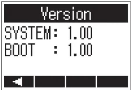 Version SYSTEM: 1.00 BOOT : 1.00