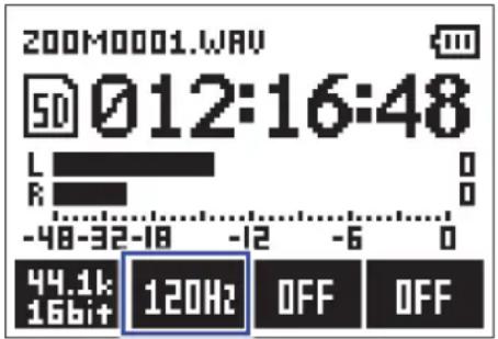 200M0001.WAV 50 012:16:48 L R -48-32-18 -12 -6 0 44.1k 120Hz OFF OFF 16bit+