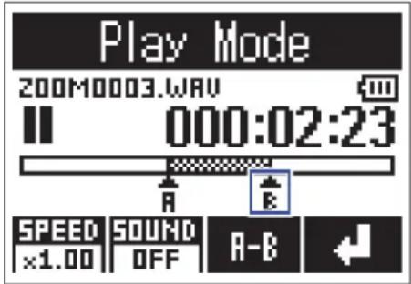 Play Mode 200M0003.WAV 000:02:23 SPEED SOUND A-B ×1.00 OFF