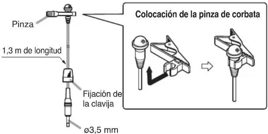 Pinza 1,3 m de longitud Fijación de la clavija ø3,5 mm Colocación de la pinza de corbata