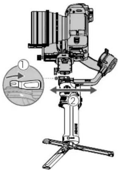 Diagram of a camera setup with labeled parts and an inset showing a device's left-side view.
