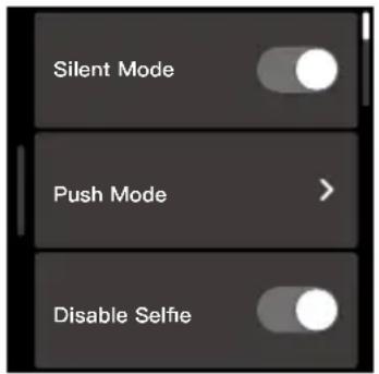 Silent Mode Push Mode > Disable Selfie